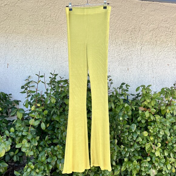 Simon Miller Saturn Flare Ribbed Knit Pants Cyrene Lime Green Size Small NWOT - Picture 3 of 8